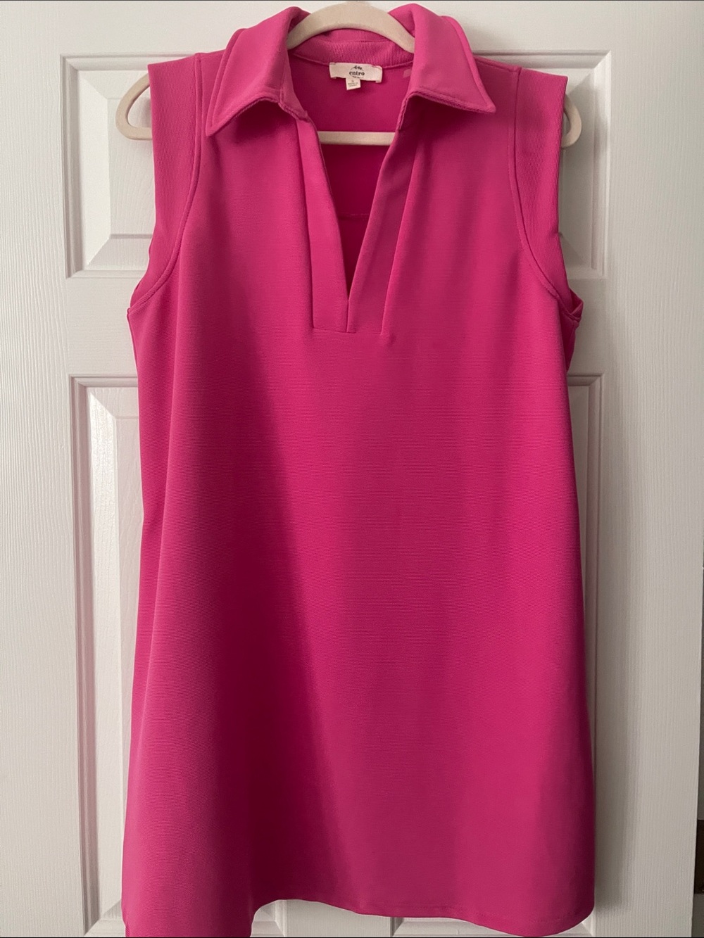 Entro Bright Fuchsia Sleeveless Polo Shift Dress